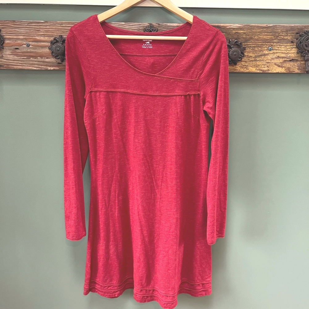 Horny Toad Red Tencel Organic Cotton Long Sleeve Tunic Dress Womens Large‎